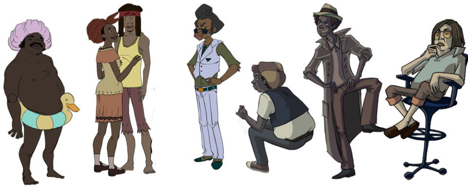 Concept art for Bolt Riley characters